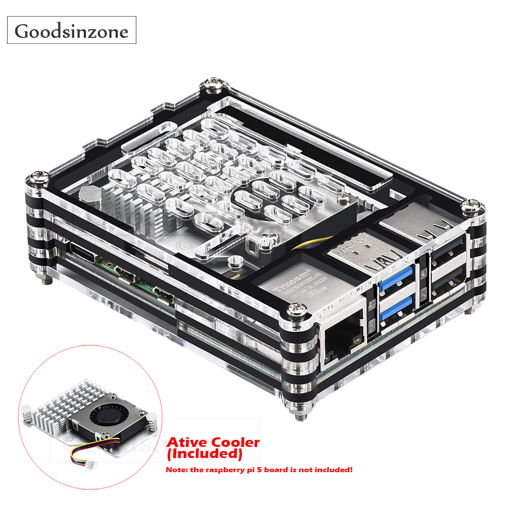 Raspberry Pi 5 8Gb Kit - Custodia in acrilico con Kit ventola